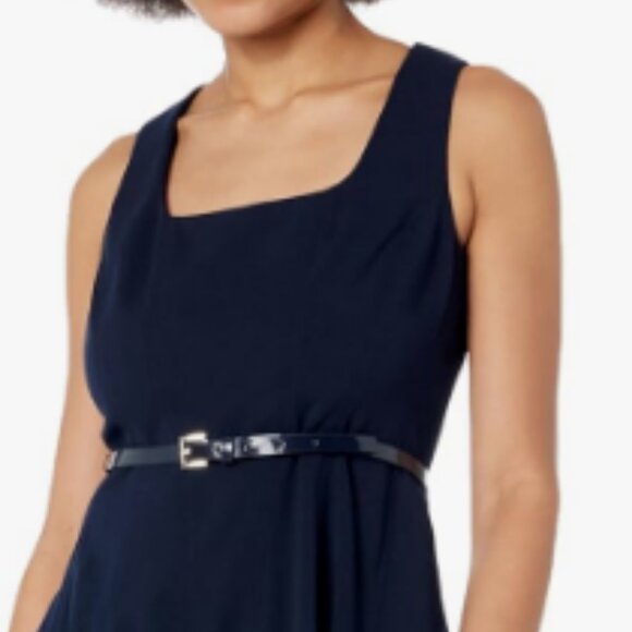 Tommy Hilfiger Sleeveless Fit & Flare Dress Sky Captain Navy - Picture 4 of 5